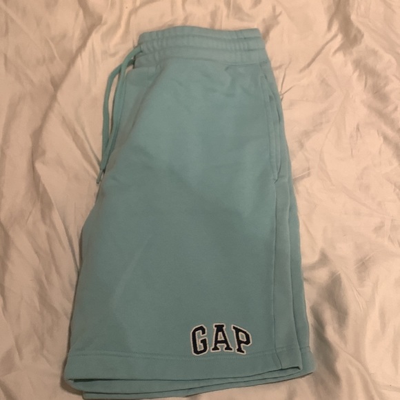 Gap Logo Aqua Fleece Shorts Size Medium - Picture 3 of 5